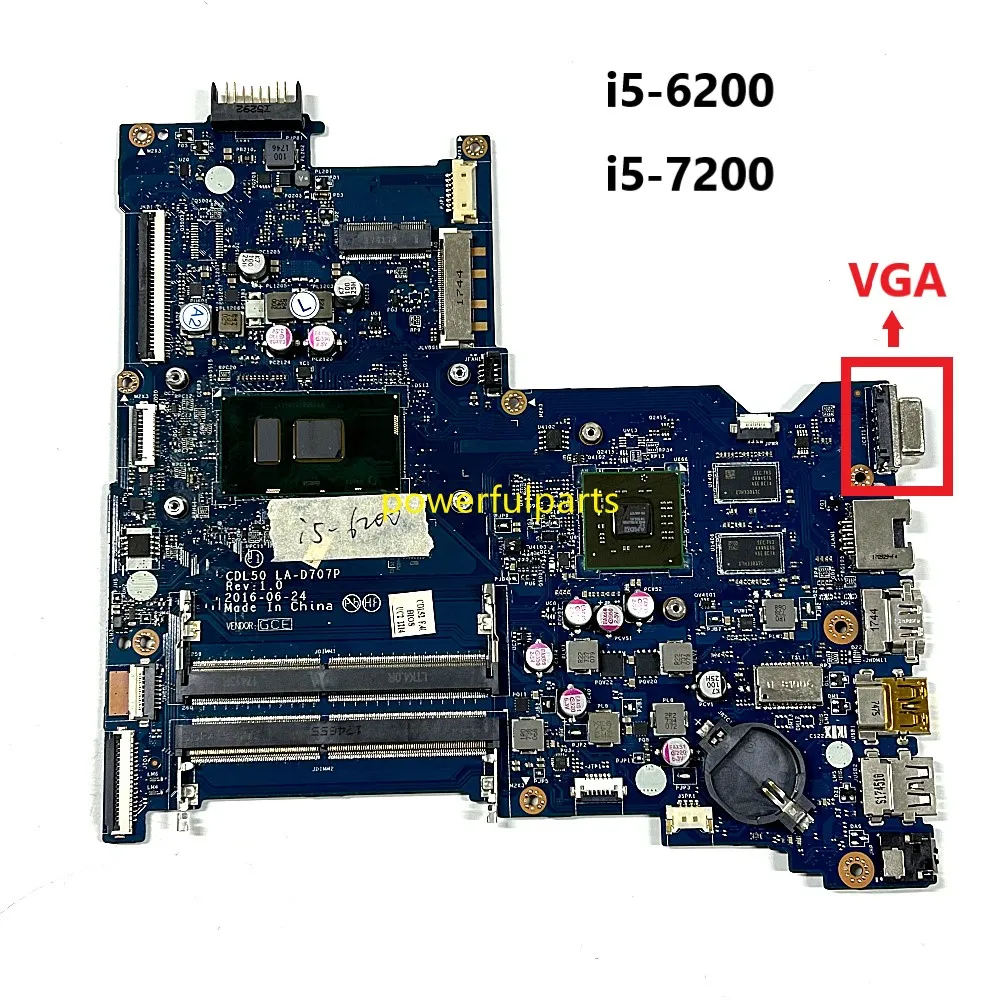 

Для Hp TPN-125 15-AC 15-AY материнская плата CDL50 LA-D707P i5-6200u Cpu с AMD