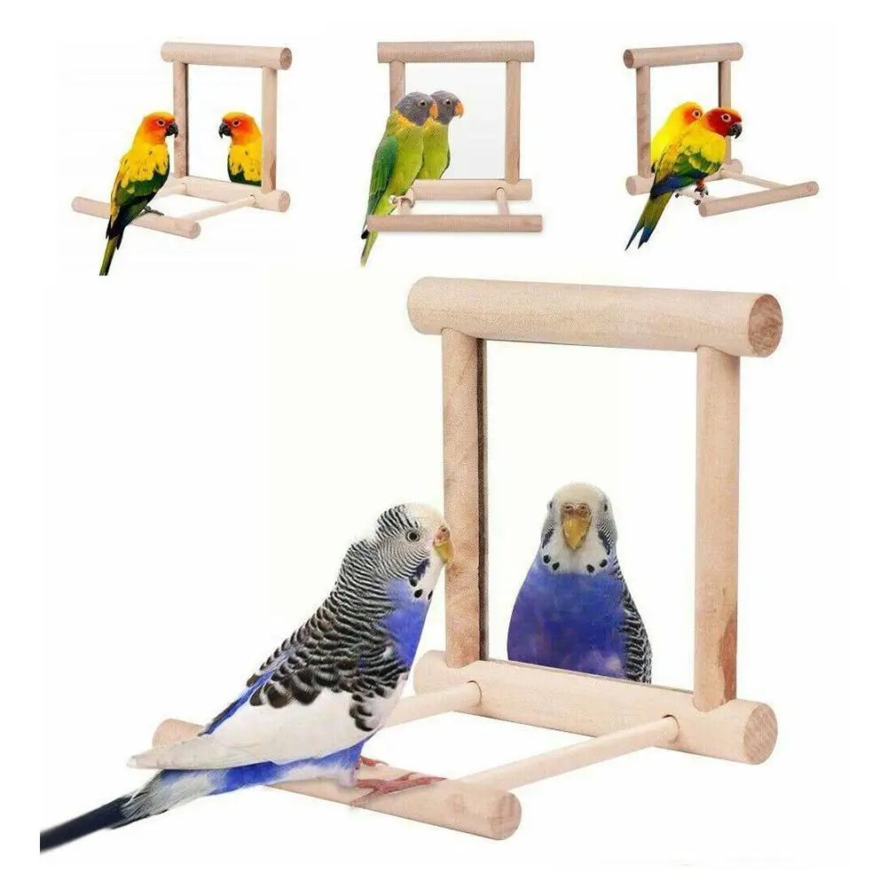 

Зеркало для птиц с деревянным перцем, Интерактивная подвесная игрушка, для попугаев
