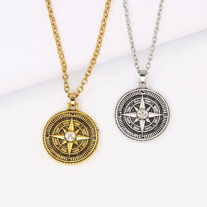 

Vintage High Quality Compass Cross Pendant Necklace Men Women Punk Gothic Party Jewelry Gifts