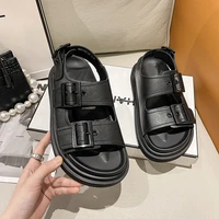 new jelly thick bottom soft surface fashion luxury womens sandals designer flat bottom buckle womens shoes