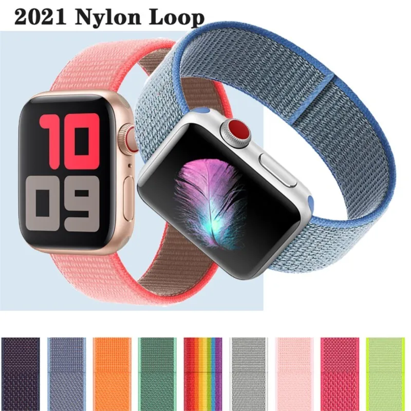 Nylon Loop Strap For Apple Watch band 40mm 44mm 42mm 38mm Smartwatch Belt correa belt Bracelet iWatch Series 4 5 SE 7 6 41/45mm 
