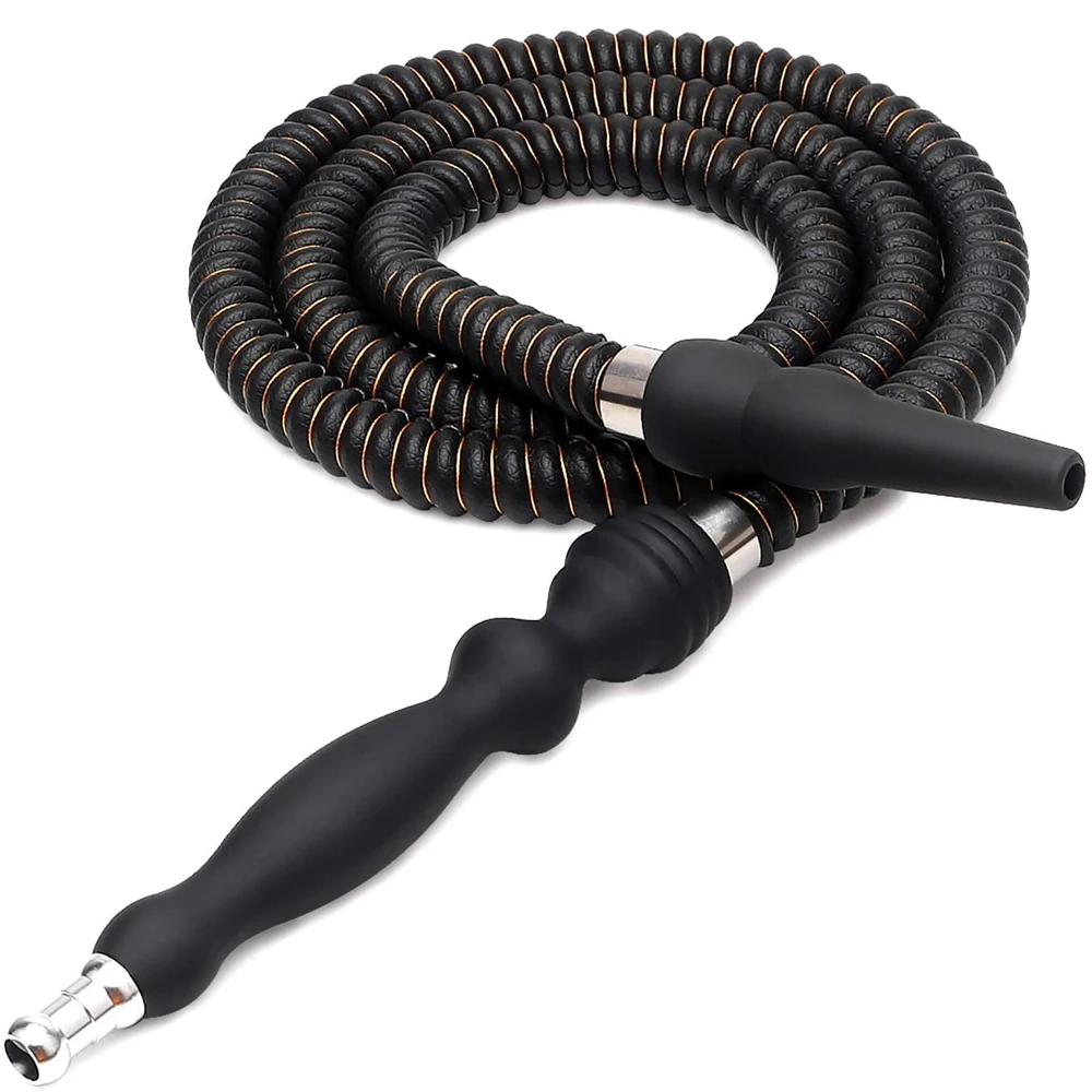 

XISA 1.5M Hookah Hose Rubber Handle with Metal Tip Leather Wrapped Shisha Pipe Hose Washable Durable Chicha Narguile