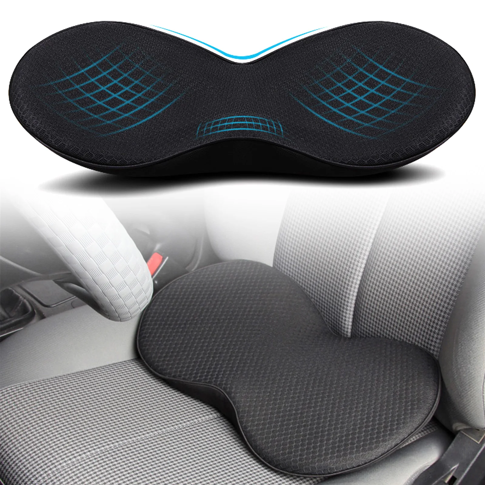 

Car Memory Foam Heightening Seat Cushion for Back Pain Coccyx Car Office Chair Wheelchair Support Tailbone Sciatica Relief