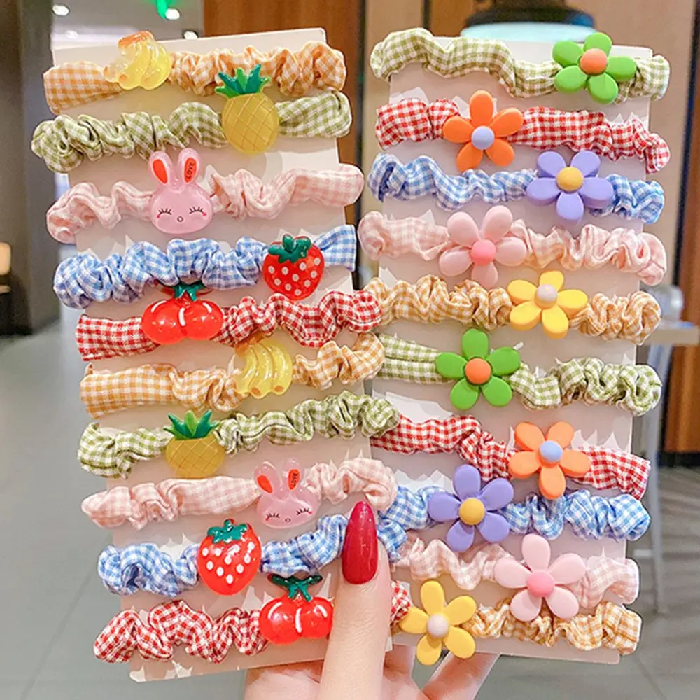 

10 шт./компл. Kawaii Головные уборы Детские резинки для волос милые резинки для девочек Мультяшные эластичные резинки для волос аксессуары для в...