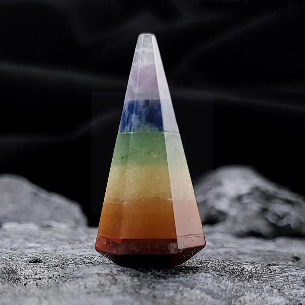 

Colorful Seven Chakra Pyramid Reiki Natural Stone Yoga Energy Ore Bead Energy Improve Meditation Mineral Healing Stone Abil R8u3