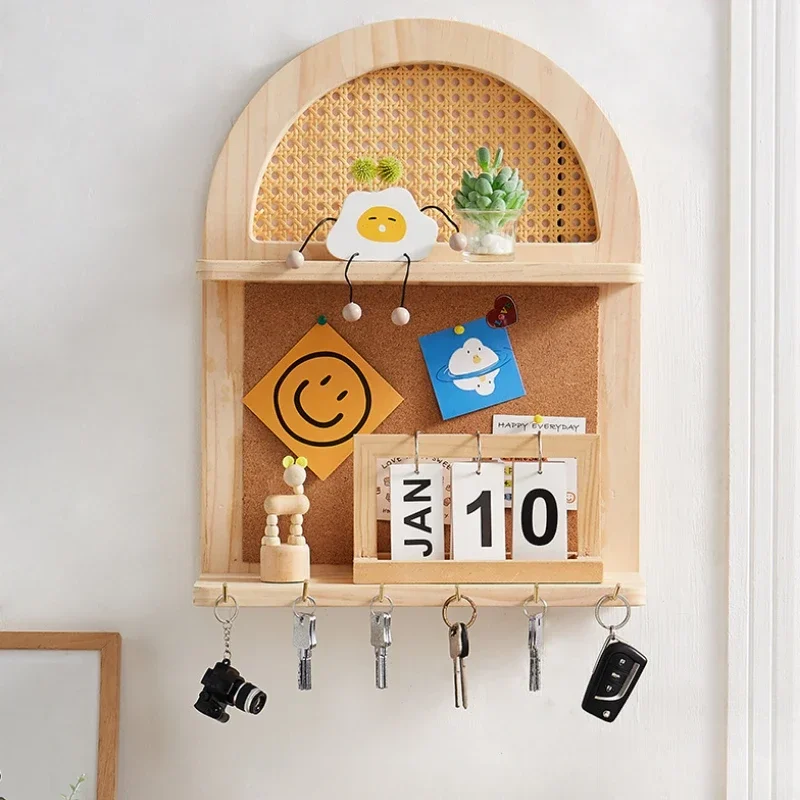 Доска для сообщений из цельного дерева 2-уровневые веерообразные полки ротанга