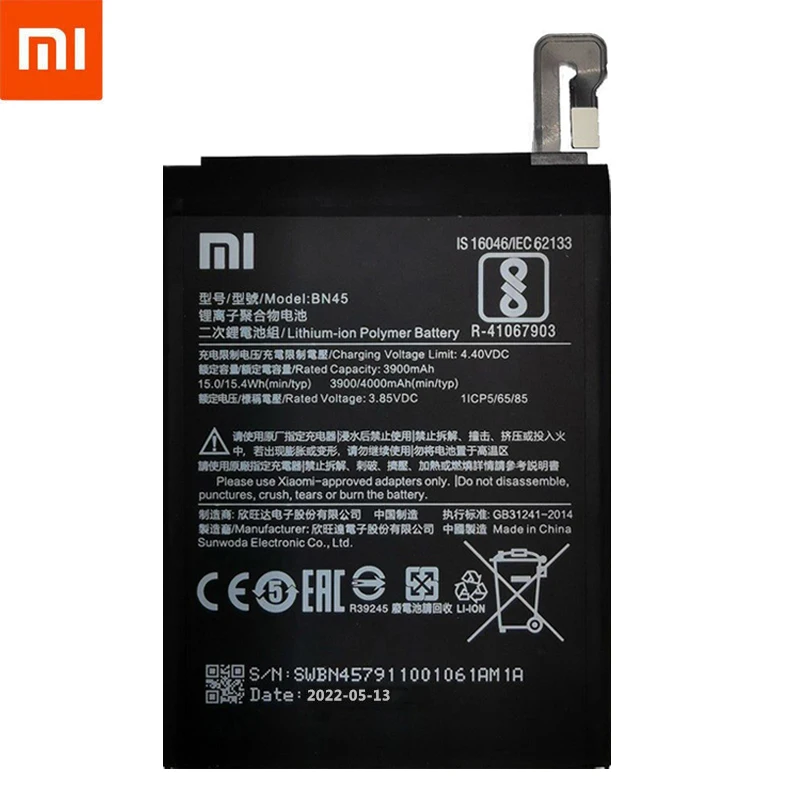Оригинальный аккумулятор Xiao mi 100% BN45 4000 мАч для Xiaomi Redmi Note 5 Note5 6 Pro сменные батареи