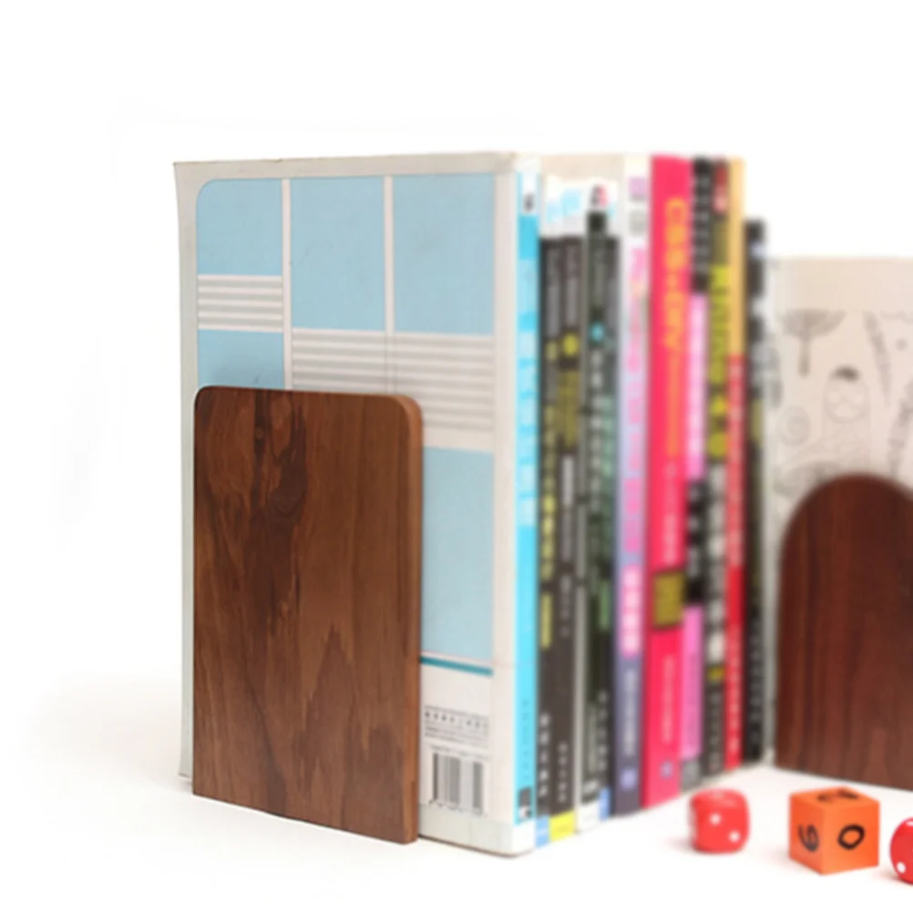 

Wooden Bookends Bookshelf Office Supports Bookcase Kids Room Stoppers Unique Shelves