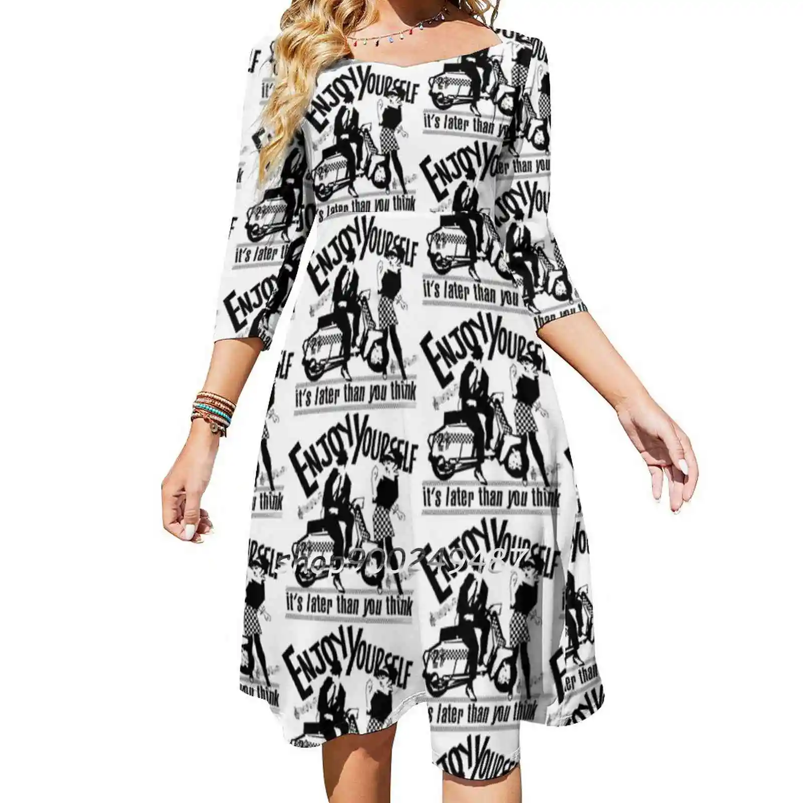 

Enjoy Yourself Square Neck Dress Cute Loose Print Dresses Elegant Beach Party Dress Ska Ska Songs Ska Music Ska Punk Skank 2