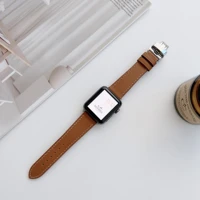 leather strap for apple watch 7 45mm 41mm metal butterfly buckle bracelet wristband for iwatch 6 5 4 3 se 44mm 42mm 40mm 38mm