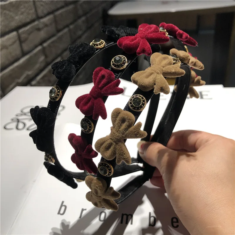 

Sweet golden velvet bow hairband Sen hairpin headband