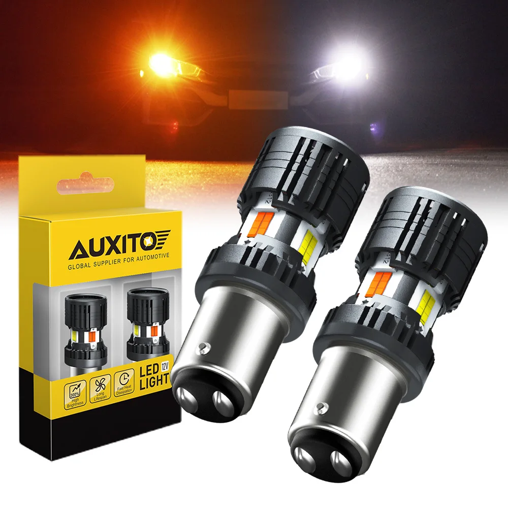 

AUXITO 2 шт. P21/5W 1157 светодиодный Canbus без ошибок BAY15D светодиодный светильник DRL двухцветный белый янтарный переключаемый указатель поворота индикаторы