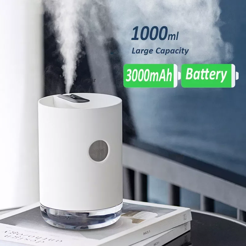 

Air Humidifier 1L 3000mAh Portable Wireless USB Aroma Water Mist Diffuser Battery Life Show Aromatherapy Humidificador
