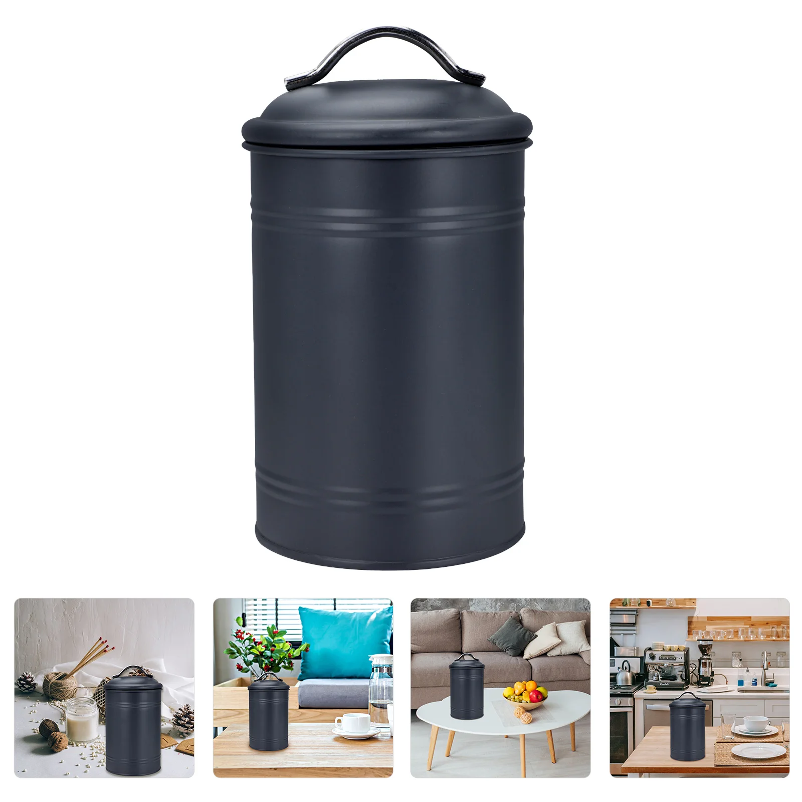 

1Pc Multi-functional Sealed Iron Kitchen Storage Holder Snack Container (Black)