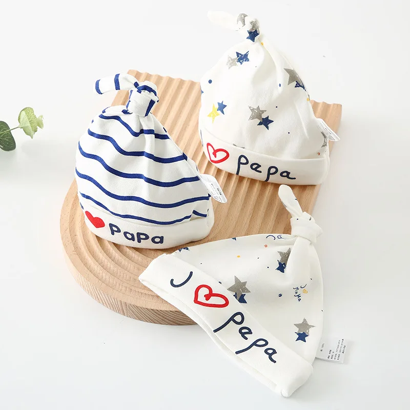 2 шт./Лот Детские шапки 100% хлопок мягкая шапка для новорожденных I Love Papa And Mama 0-6