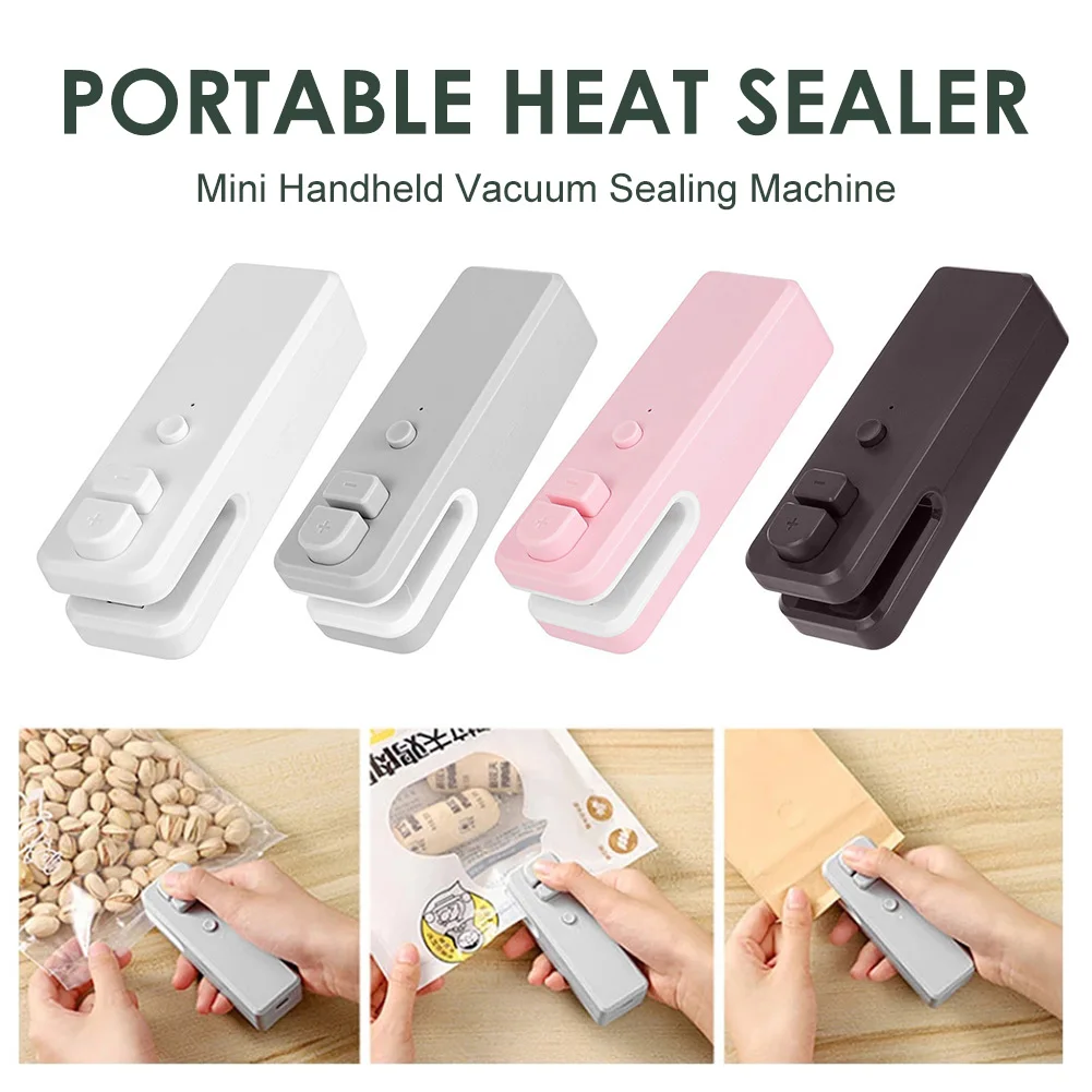 

2 In 1 Heat Sealer Rechargeable Mini Handheld Vacuum Sealing Machine Food Bag Snack Plastic Bags Sealer For Kitchen Home