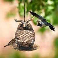 wrought iron owl hummingbird bird feeder outdoor garden decor pet supplies birds accessories bird food drinkers