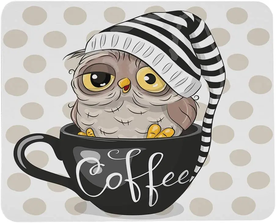 

Cute Cartoon Owl Mouse Pads Brown Dots Accessories Modern Mouse Pad Personalized Mouse Mat Mousepad Cubicle Decor 9.5"x7.9" Inch