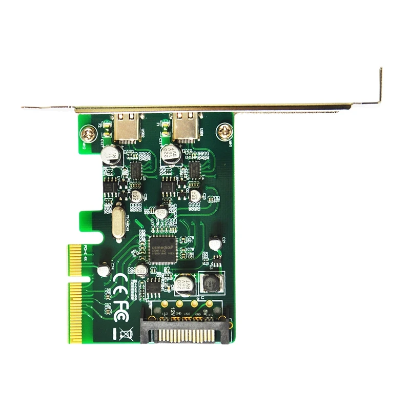 

PCI-E to 2 USB3.1 Type-C Adapter Card Desktop Type-C Positive and Negative Plug Expansion Card