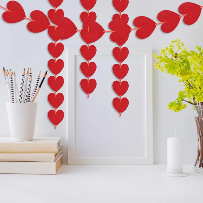 

1set/5P Red Hearts Garland Love Hanging String Curtain DIY Wedding Valentines Day Birthday Party Bedroom Decoration Supplies