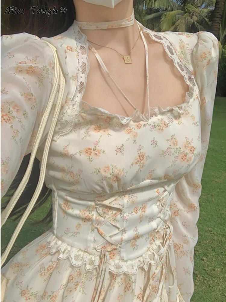 Женское винтажное кружевное платье элегантное миди-платье с цветочным принтом в