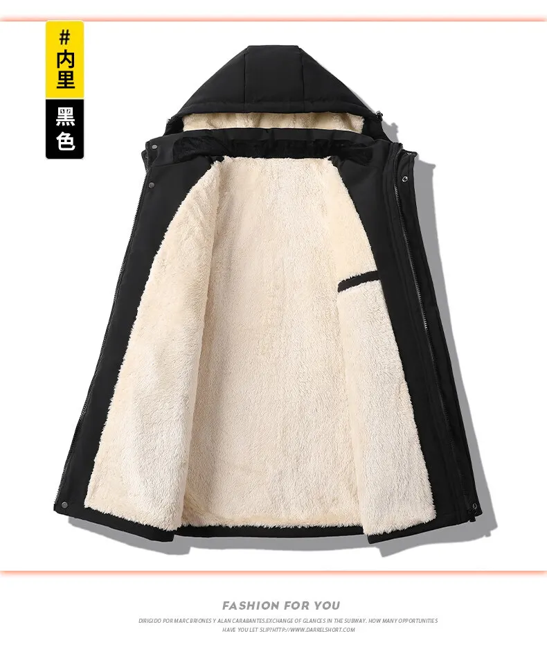 Lamb Velvet Coats Men Parkas Winter Thickening Warm Oversize 8XL Hooded Jackets Men's Casual Fashion Outerwear Windbreaker Coat