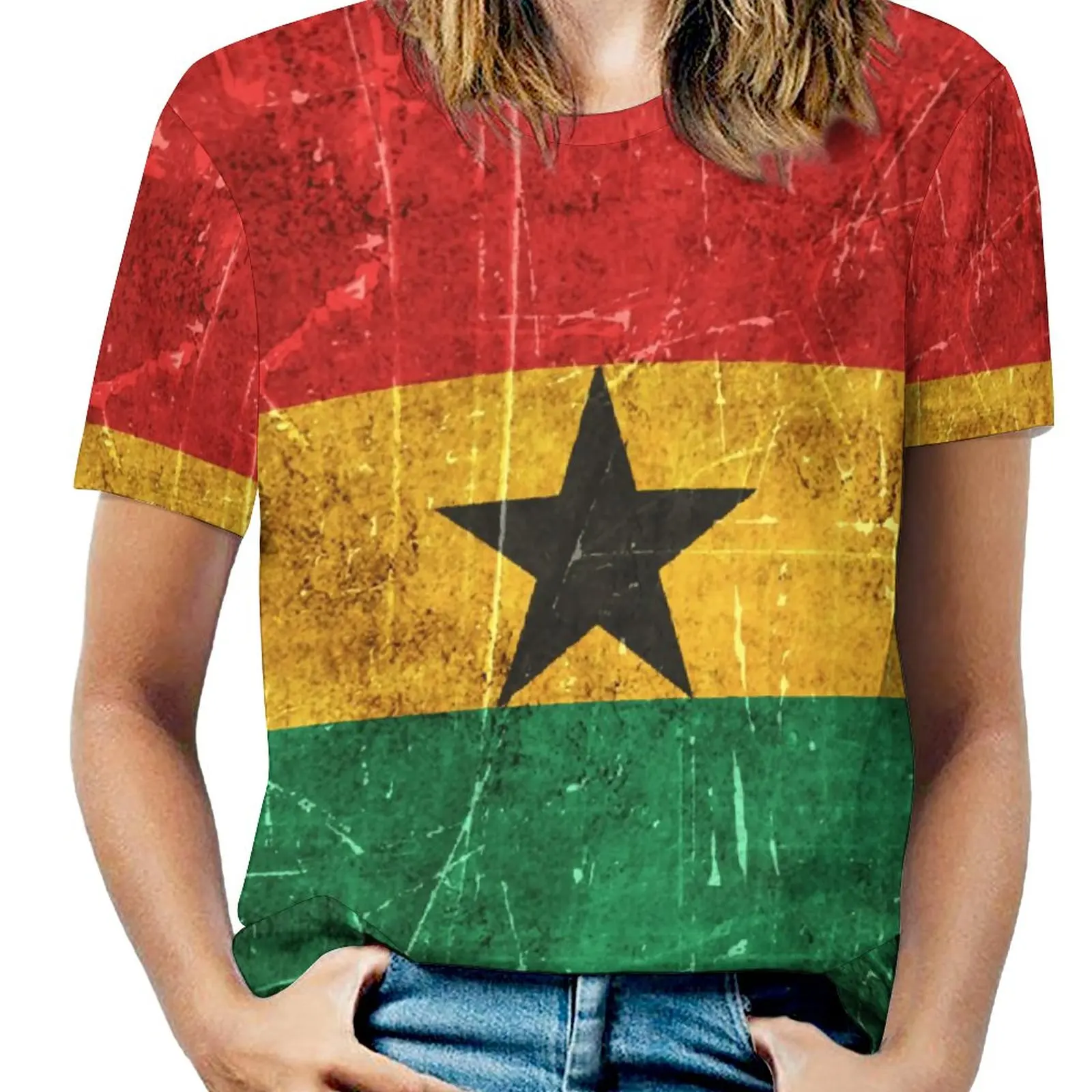 

Vintage Aged And Scratched Ghana Flag Motion T-shirt Fresh Geeky Casual Graphic Aactivity Competition Top Tee Eur Size