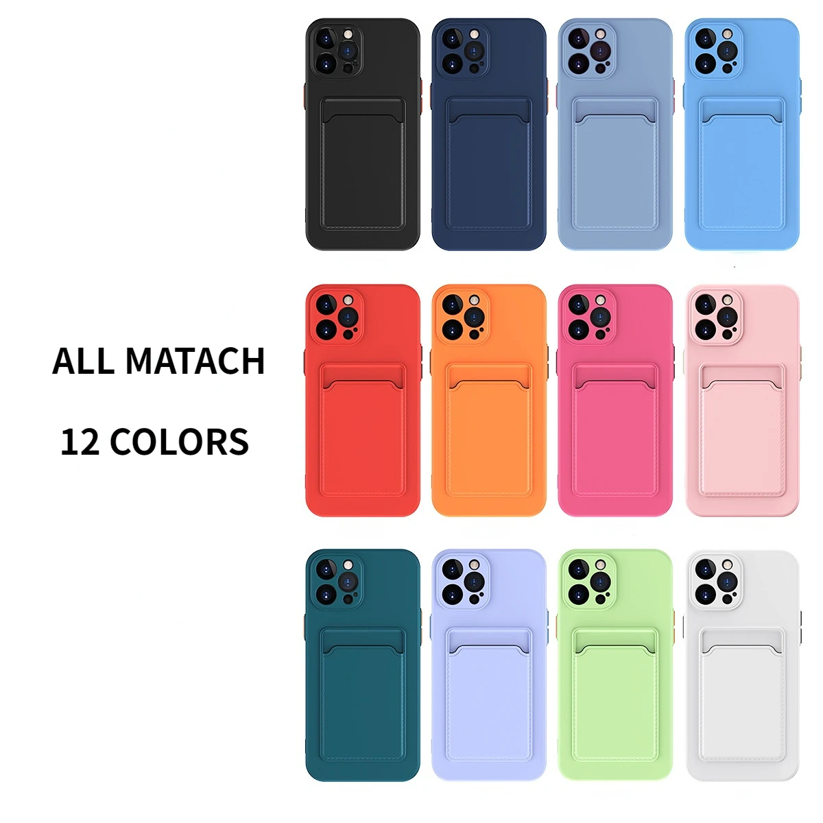 

Soft Silicone Phone Case For iPhone 14 11 12 13 Pro Max XR X XS Max 6 6S 7 8 Plus SE 2020 12 Mini 13Pro Wallet Card Holder Cover