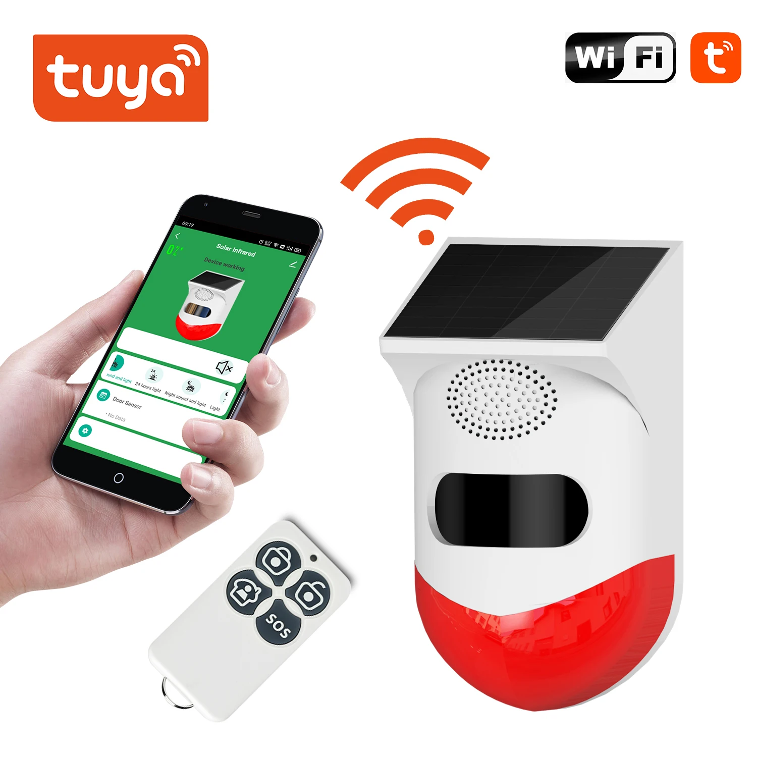 

Tuya Smart WiFi Solar Powered Wireless Infrared Motion Sensor Detector Alarm Outdoor Waterproof PIR Sensor With Remote Control