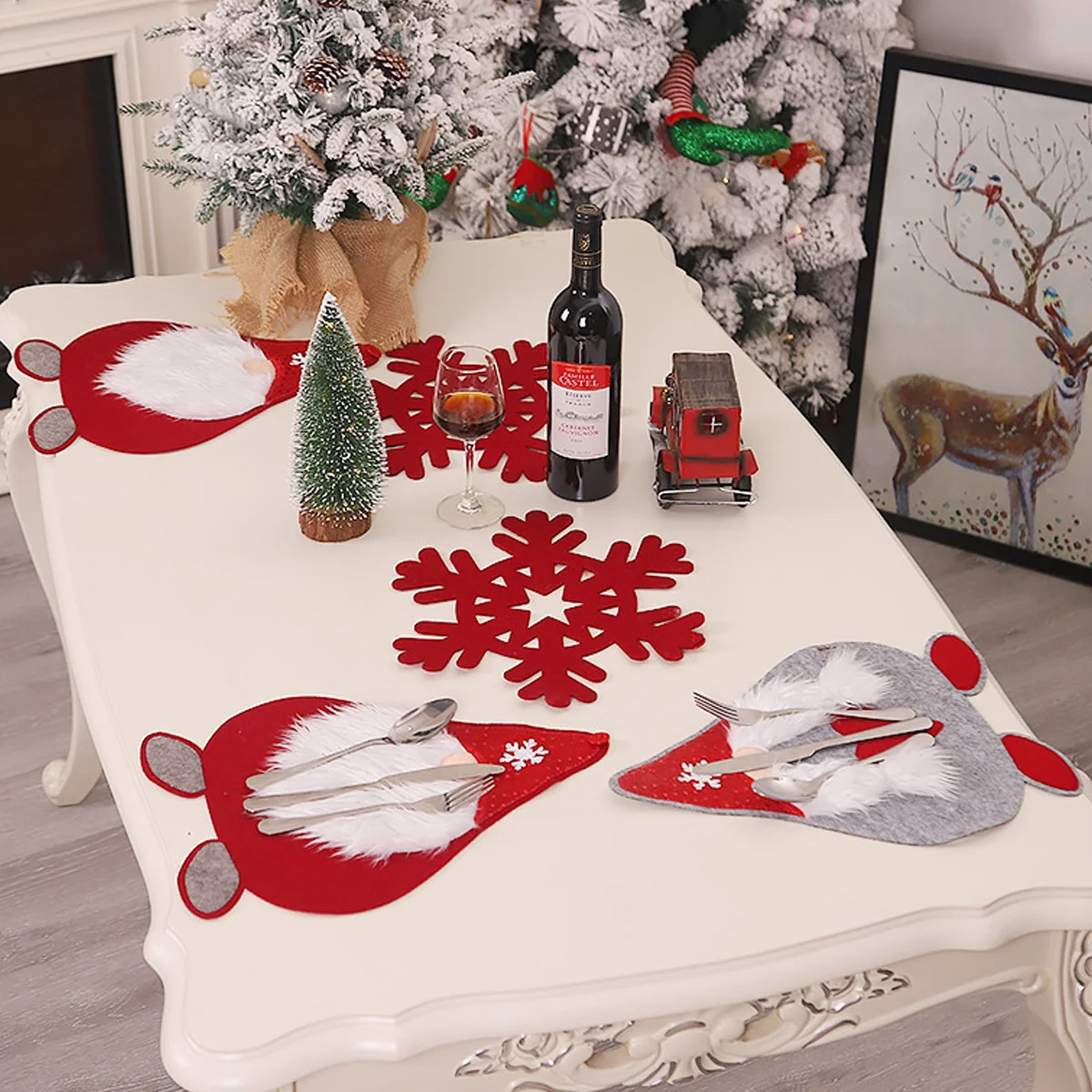 

Christmas Table Flag Adorable Table Mat Wall Hanging Window Decorations