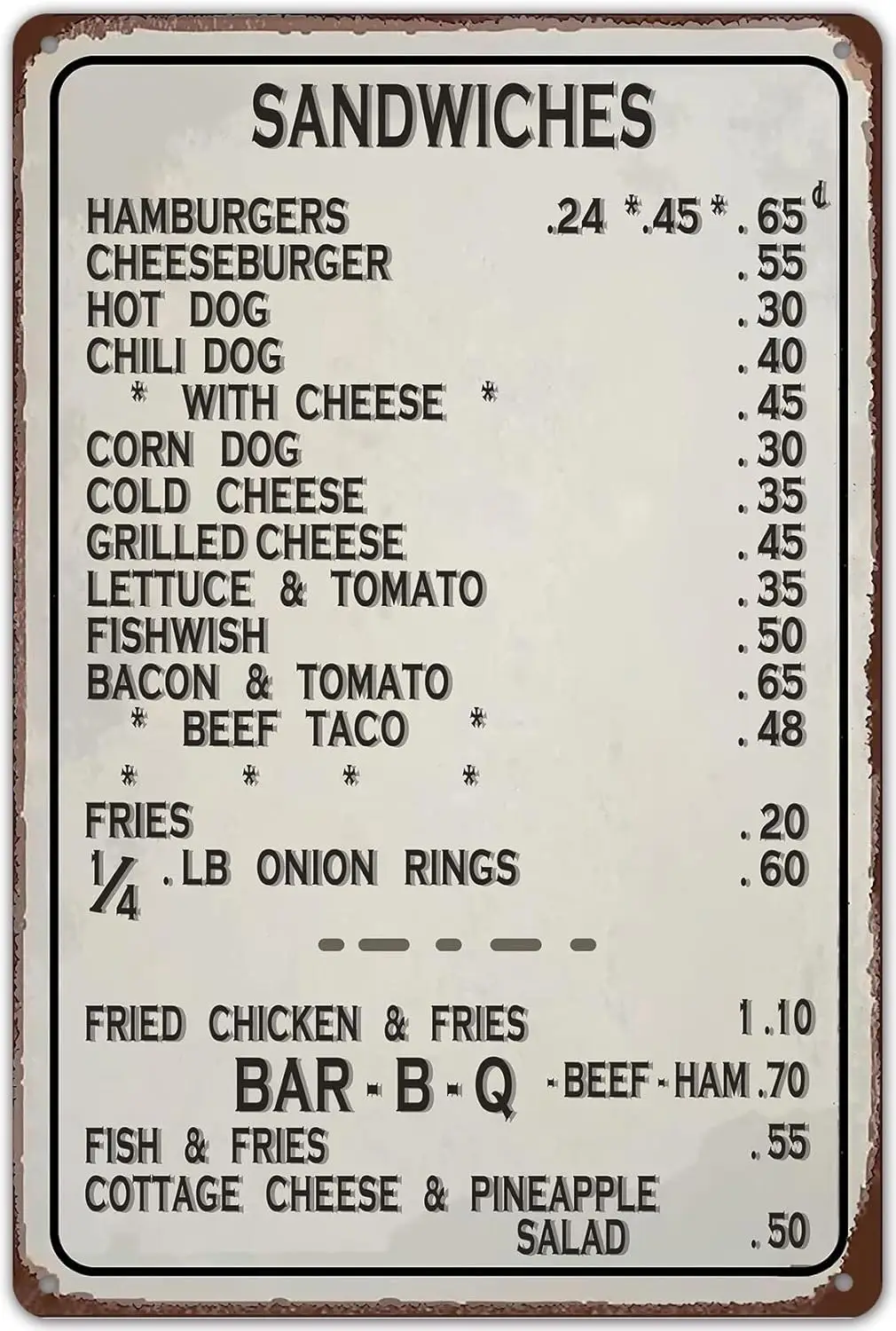 ZYPENG 1940s Diner Menu Металлическая жестяная вывеска для ресторана 50s Украшение Ретро