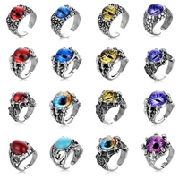 2022 fashion devil eyes rings men women silver color vintage punk metal adjustable ring hip hop jewelry party gift accessories