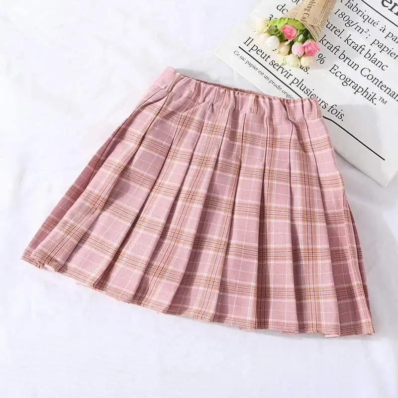 2022 Girls Skirts Autumn Vintage Pleated  3 4 6 8 10 12 14 Yrs Spring Kids Skirt Plaid Skirts School Teens Girl Children Clothin images - 6