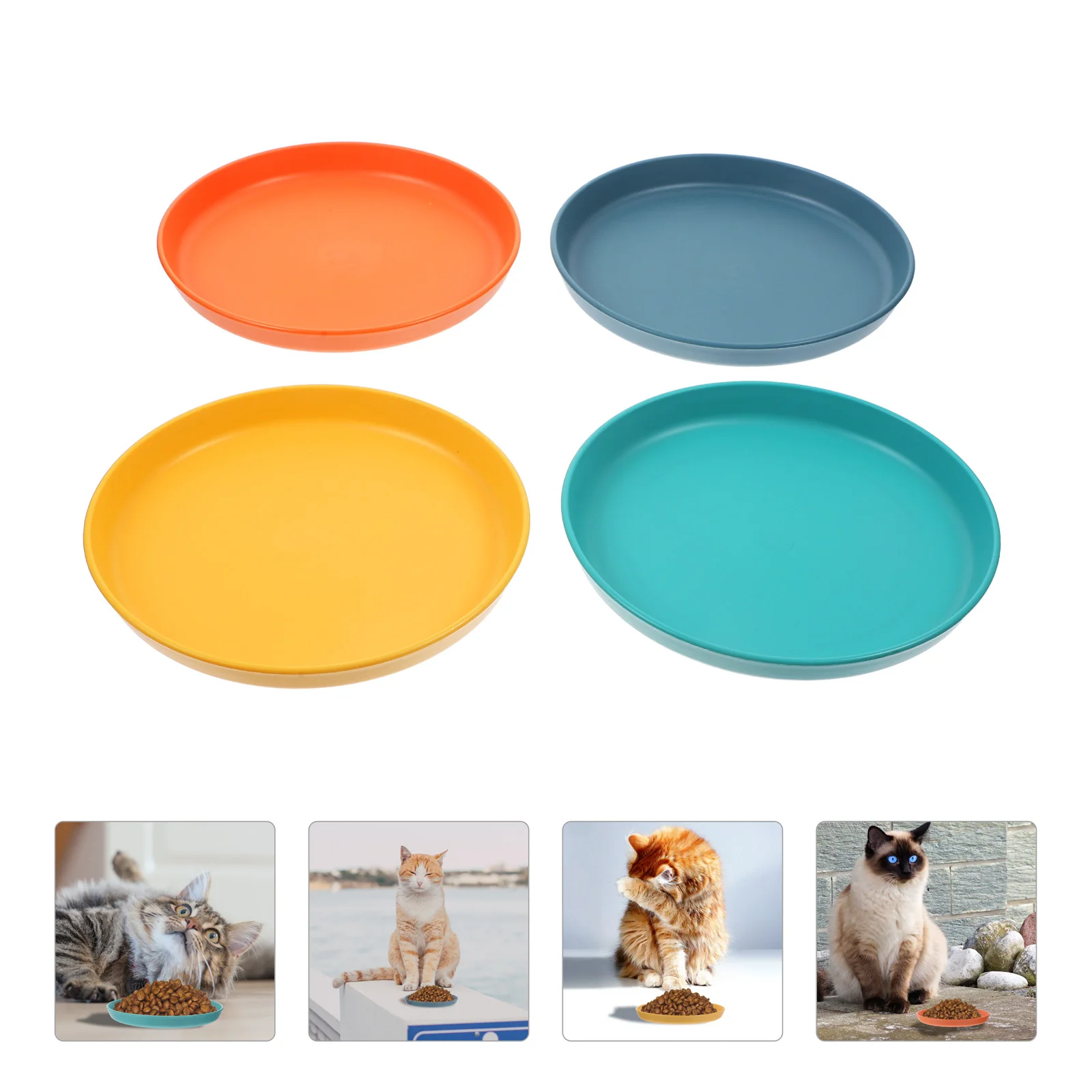 

4 Pcs Cute Cat Bowl Shallow Water Bowls Pet Practical Pp Round Cats Indoor Food