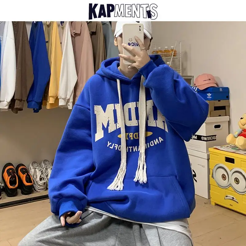 

KAPMENTS Men Harajuku Oversized Hoodie 2022 Spring Y2k Graphic Letter Streetwear Sweatshirts Mens Korean Fashion Hooded Hoodies