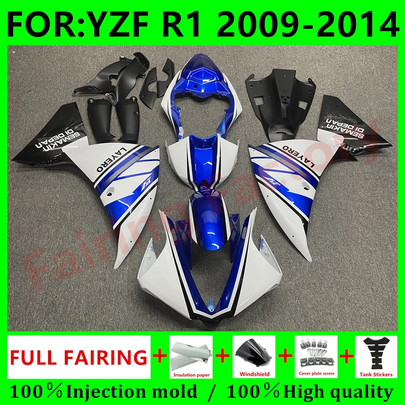 

NEW ABS Motorcycle full Fairing Kit fit For YZF R1 2009 2010 2011 2012 2013 2014 YFZ-R1 Bodywork Fairings kits set blue white