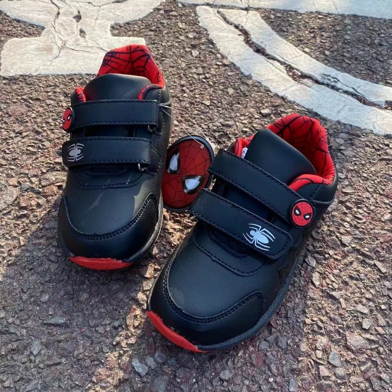 

Disney Children's Cartoon Sneakers 2023 Fashion Casual Shoes Boys' Shoes Breathable Pu Leather White Black Shoes Size 28-33