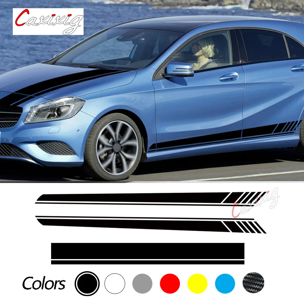 

For Mercedes Benz A Class W177 V177 A35 A45 A45S W176 Accessories Edition 1 AMG Car Hood Decal Side Stripes Skirt Sticker