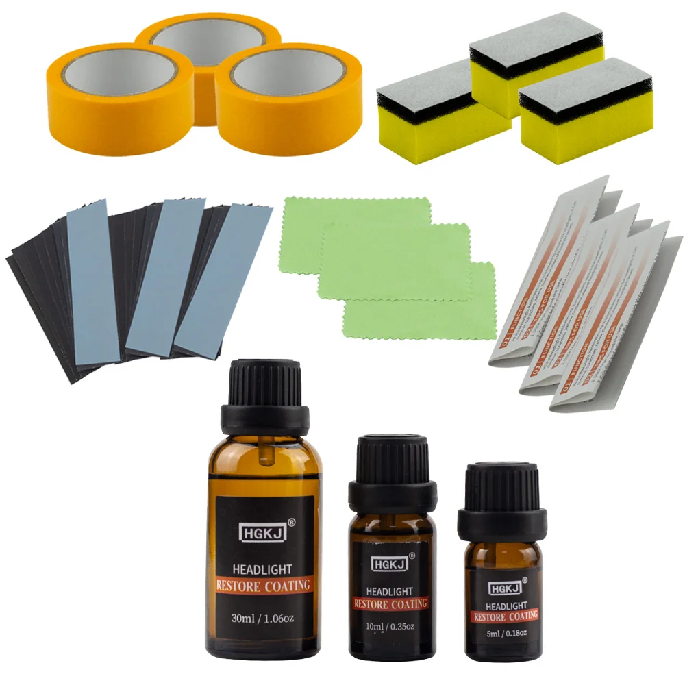 

HGKJ Car Headlight Refurbishment Fluid Car Headlight Repair Retreading Restoration Polish Kit Car Light Cleaner Maintainance Wax