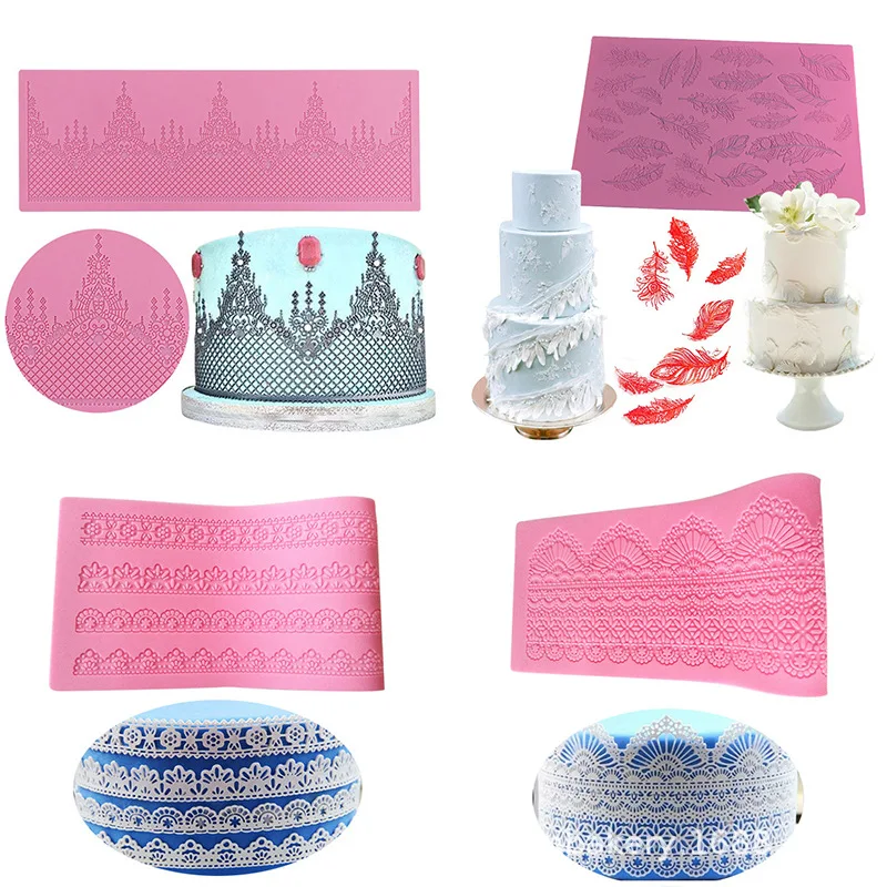 

1pc Lace Flower Wedding Cake Silicone Beautiful Flower Lace Fondant Mold Mousse Sugar craft Icing Mat Pad Pastry Baking Tool