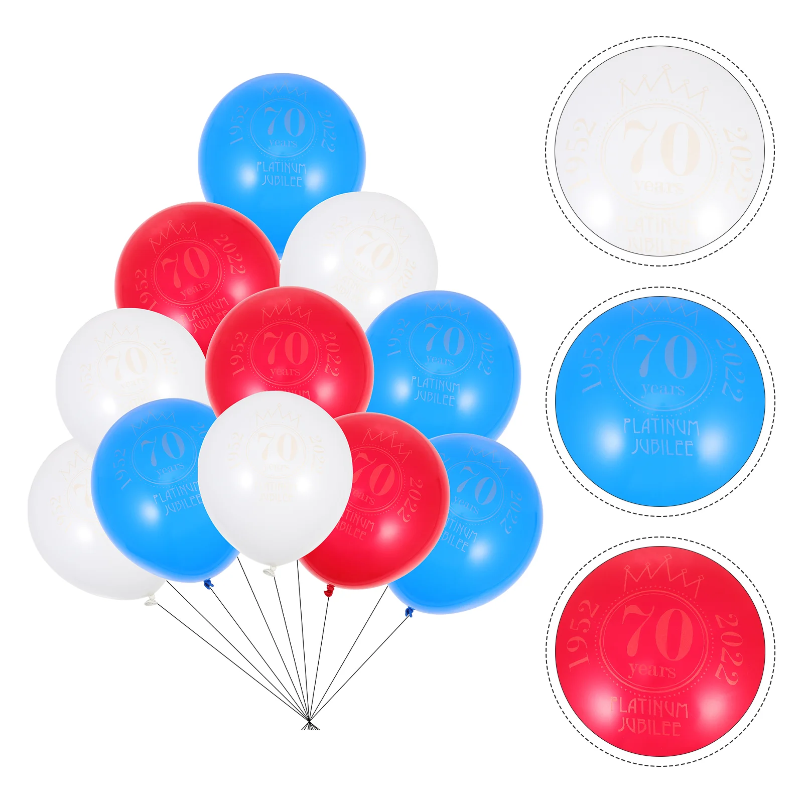 

20pcs UK 70th Anniversary Balloons Ornament Platinum Jubilee Balloons Decors