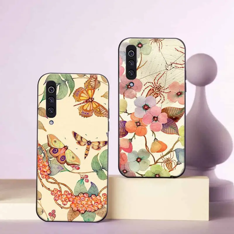 

Birds flower Watercolor Painted Pattern Phone Case For Samsung galaxy A S note 22 52 21 20 53 51 71 12 13 10 32 50 fe ultra plus