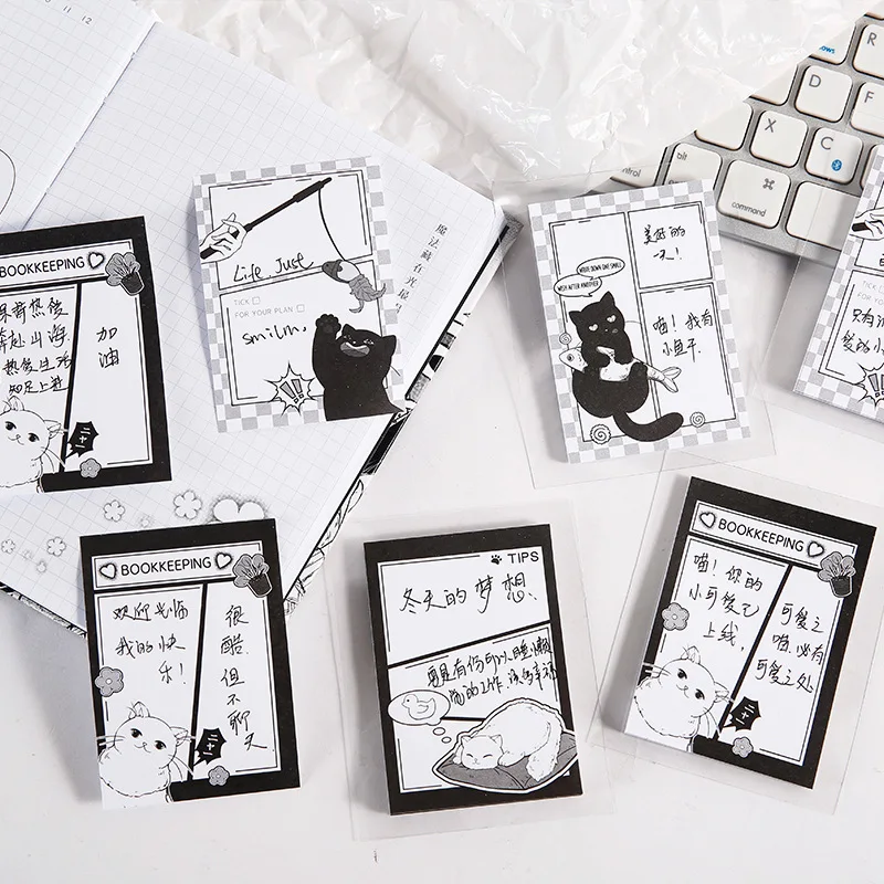 30 листов черно-белый мультфильм аниме Кот блокнот Скрапбукинг сделай сам милый