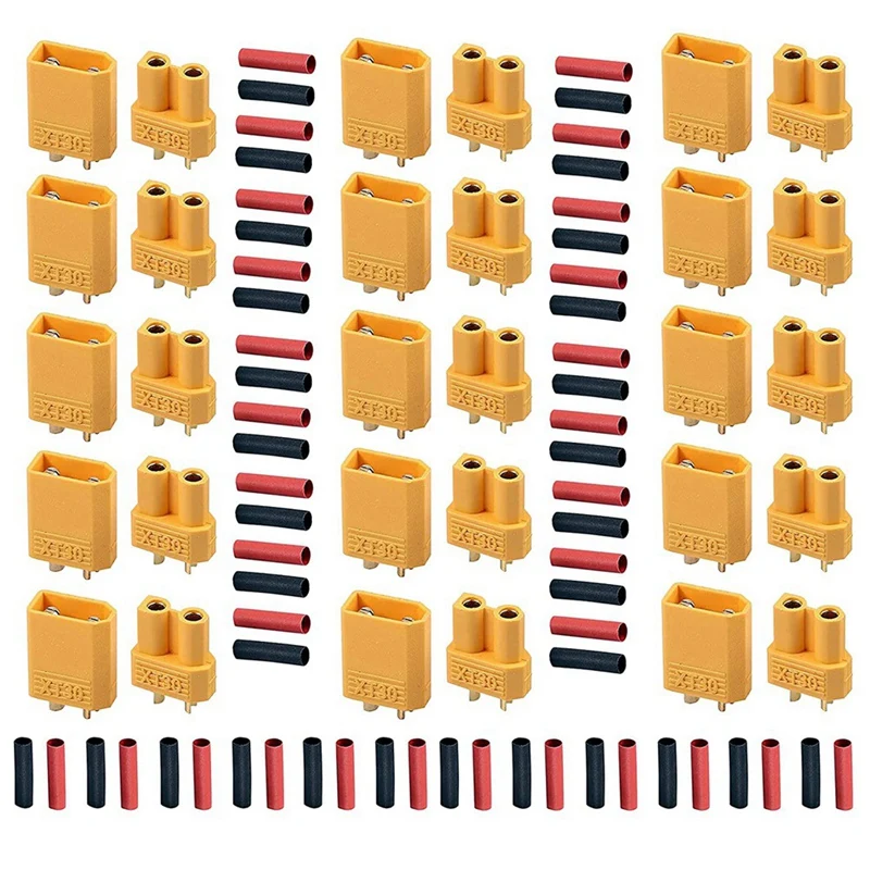 

XT30 15 Pairs Male Female Battery Connectors XT30U Male Female Connectors Round Plug Female With Heat Shrink Tube