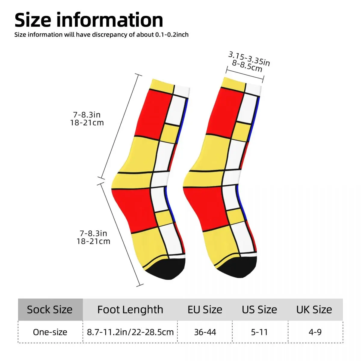 De Stijl чулки Мода 60s Mondrian стиль под заказ повседневные осенние нескользящие носки