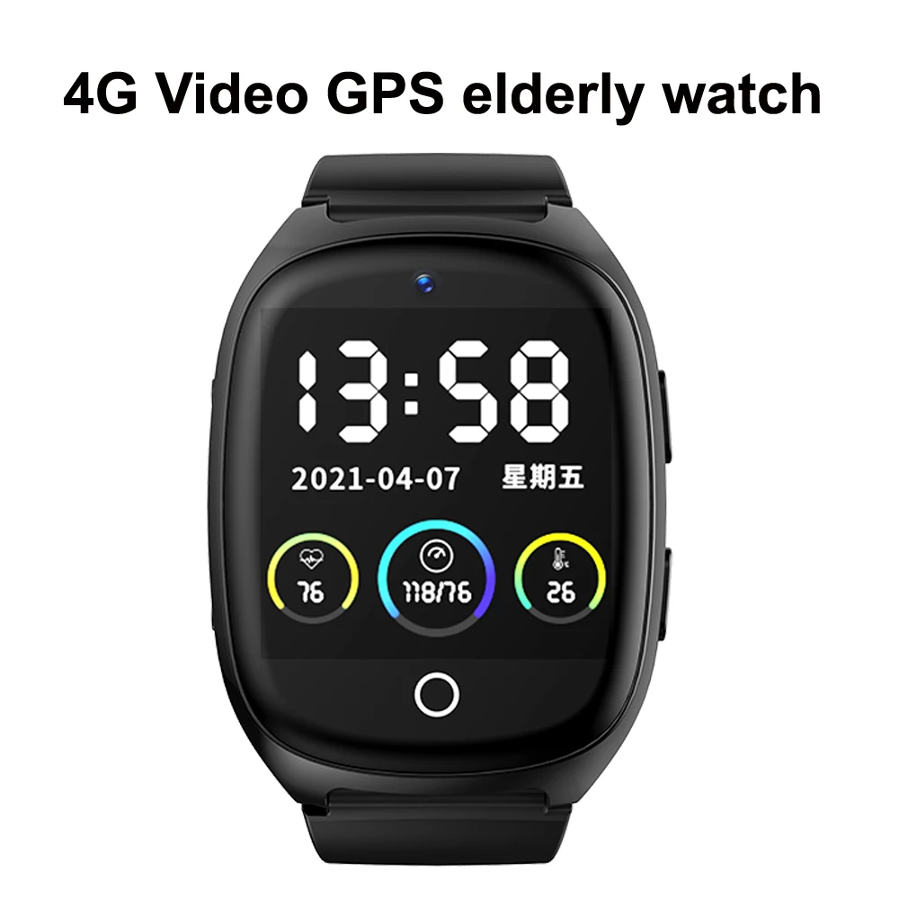 4G GPS Watch Video Call D300 GPS Tracker Locator for Elder Women with SOS Call Heart Rate Blood Pressure Temperature Detection