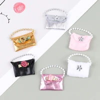 dollhouse miniature handbag lady pearl chain bag toys model for kid children play house doll decor doll accessories