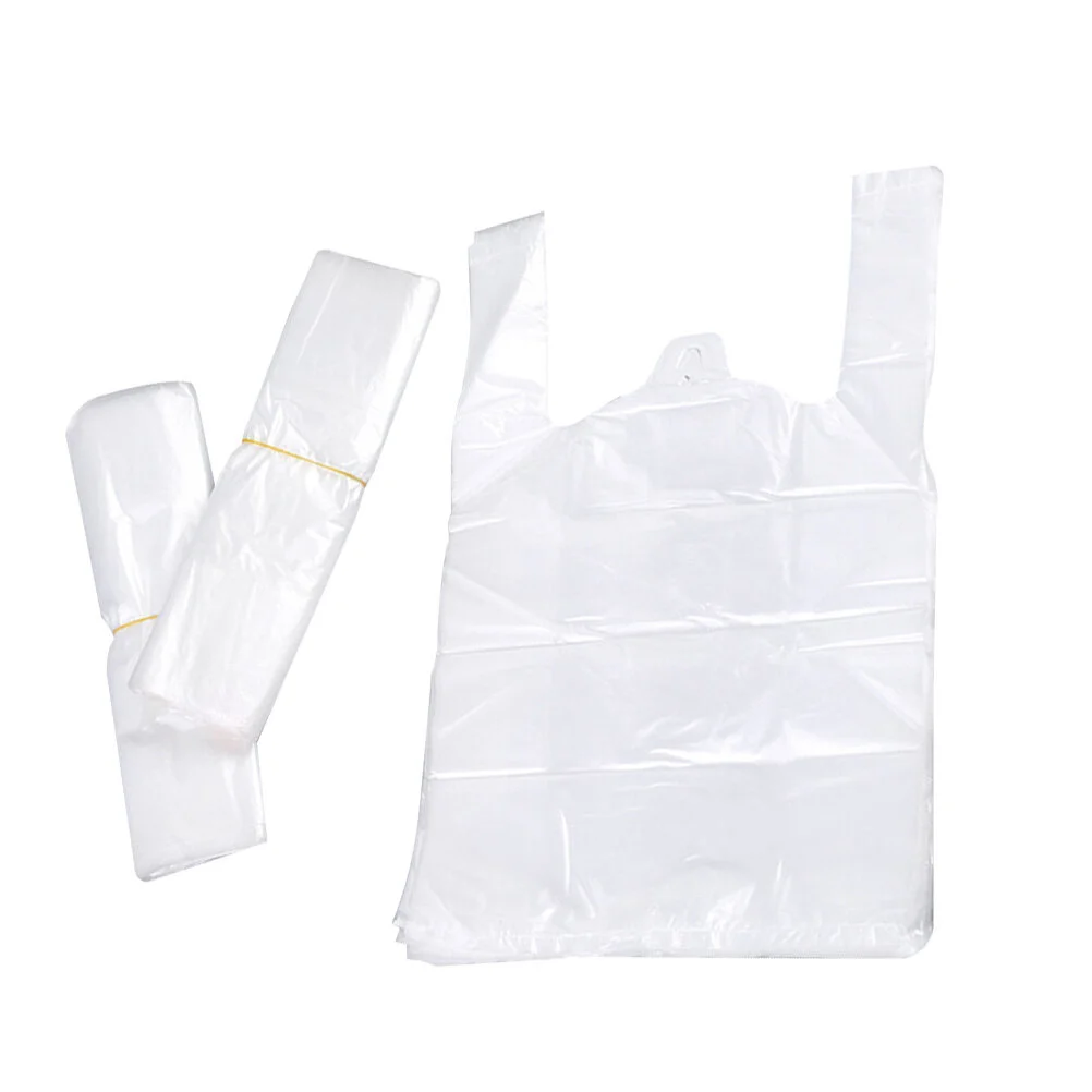 

Toyvian White T Shirt Bags with Handle Grade Bag Packaging Bag Supermarket Grocery 100pcs