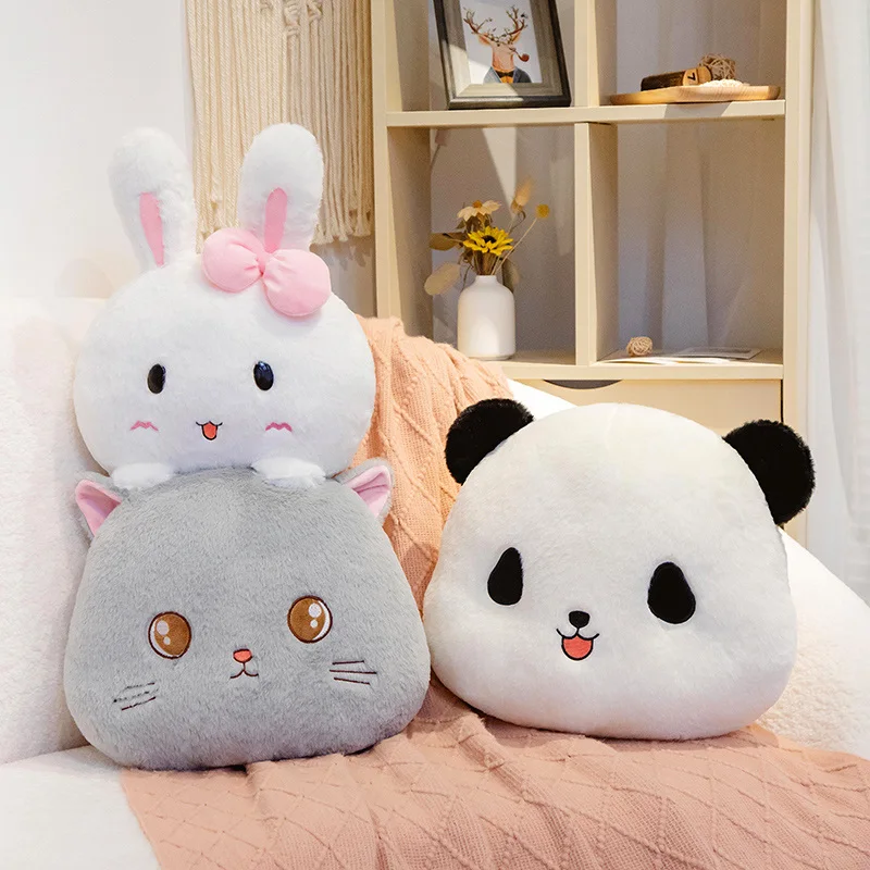Sleeping Panda Bunny Plushie Toy Pillow Stuffed Animal Cat Rabbit Throw Pillow Home Decor Gift for Girl School Nap Pillow