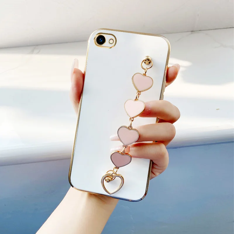 

Pink Love Bracelet Case for vivo Y81 Y81s Y85 Z1 Z1i Z3X V9 Youth V9 6GB Y83 No Fingerprint Love Bracelet Wrist Chain